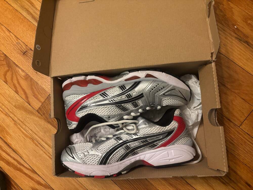 ASICS Gel-Kayano 14 Classic Red Silver Black Athletic Running Shoes Sneakers